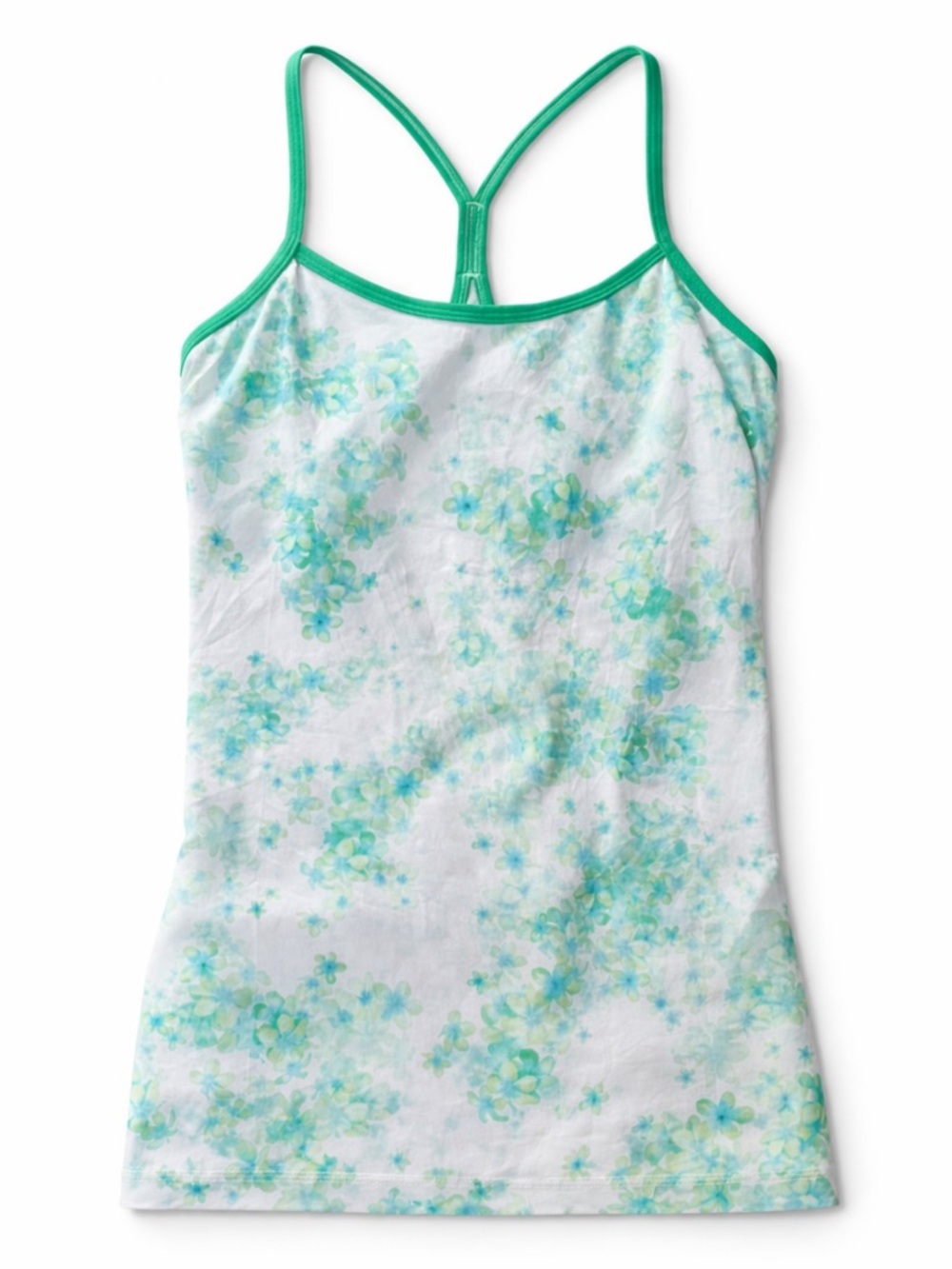 Lululemon Floral Racerback Tank Top Green White Aqua Built In Bra